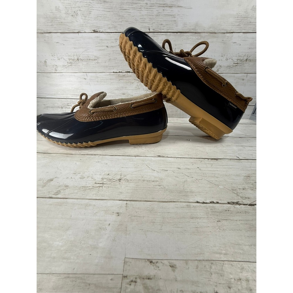 JBU by Jambu Woodbury Navy Blue Waterproof Duck Shoes Faux Fur Lined Womens 10M